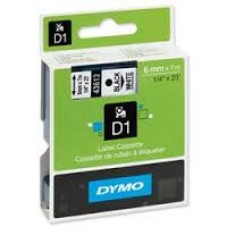 DYMO 43613 D1 Tape 6mm x 7m sort på hvid, S0720780
